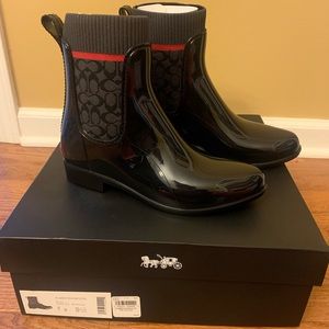Coach rubber rain bootie Size 7. NIB.